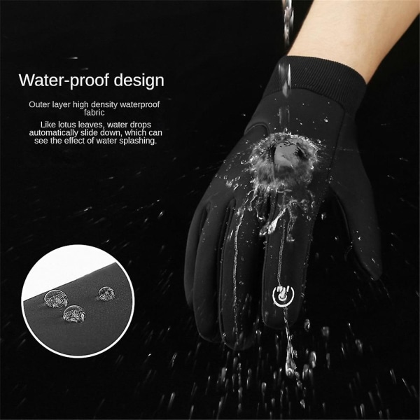 Comfyhands Winter Warm Vindtät Vattentät Anti-slip Thermal Touch Screen Handskar Herr Dam Gray s