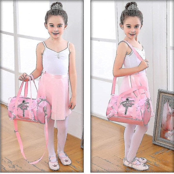 Børne dansetaske Skuldertaske Piger Latin Dance Bag Ballettaske Personlig ballettaske Pink