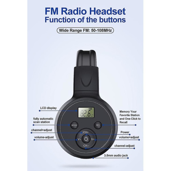 Trådløse radiohodetelefoner FM-radiohodesett over øret Bluetooth stereohodetelefoner for datamaskin