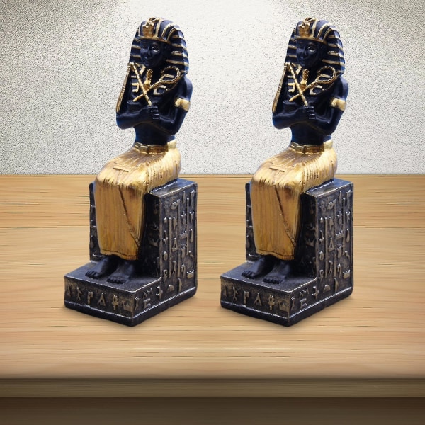 2x harpiks egyptisk farao figurskulptur for skapborddekor