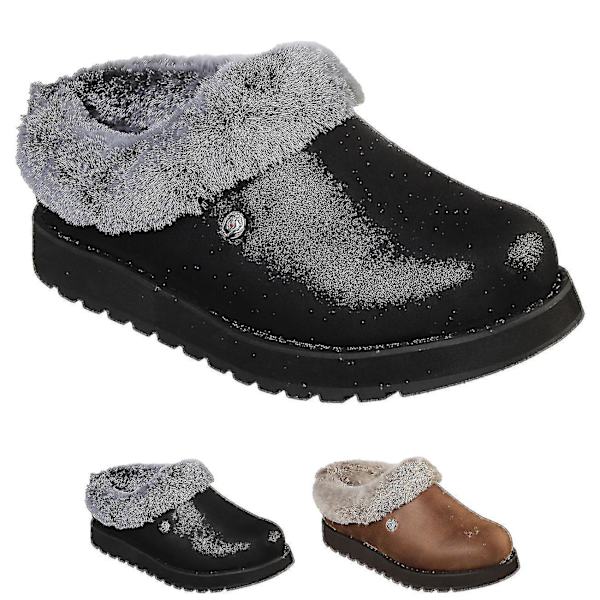 Dam Skechers Bobs Keepsakes R E M Varma Vintertofflor med Fuskpäls Slip On Mule Clog Bekväma Inneskor