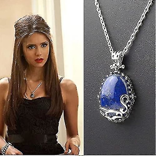 Vampire Diaries Necklace,the Vampire Diaries Katherine Pierce Necklace Daywalking Katherine Necklace Pendant Charm Halsband-royal Blue And Vampire Dia