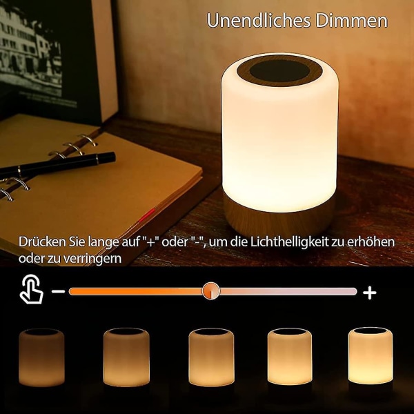 Led nattbordslampe Touch dimbar, bordlampe batteridrevet 8 farger og 3