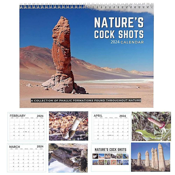 Nature's Cock Shots 2024 Kalender, Nature's Dicks Kalender 2024, Morsom Kalender, Vits Gave, Dicks Of Nature Veggkalender Spøk Kreativ Ga