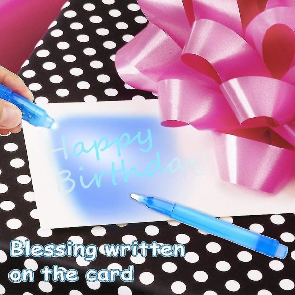14-pakning hemmelig penn med UV-lys, gjenbrukbar usynlig skriving gjennom lys Uv-penn--