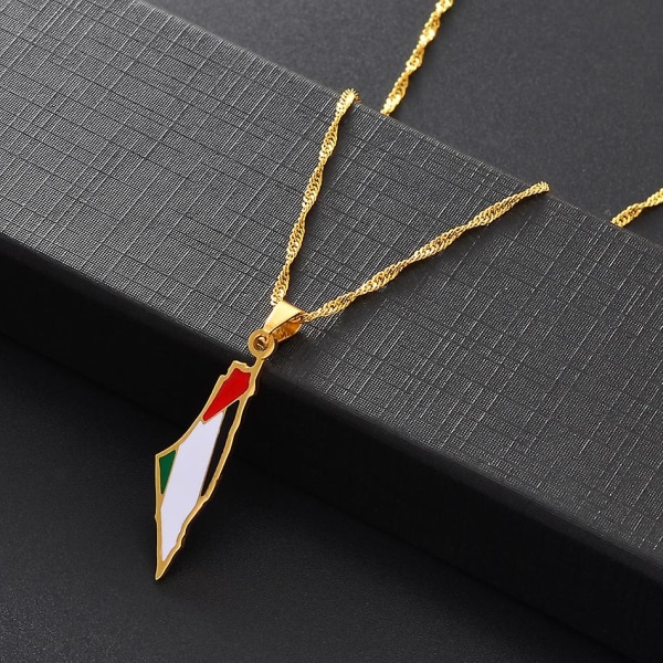Anniyo Palestine hänge kedja halsband Silver färg guld färg smycken #152221 Gold Color 45cm Thin Chain