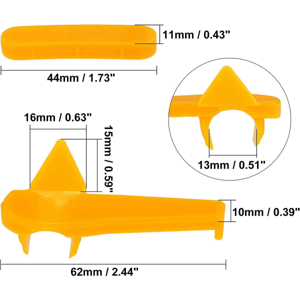 Motorcykeldækskifter Demonteringshovedindsats 2,44"x0,83"x1,1"gul 10 sæt