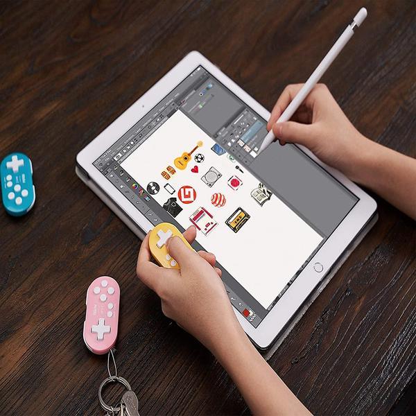 8Bitdo Zero 2 Bluetooth-minikontroller i nøkkelringstørrelse for Nintendo Switch, Windows, Android og MacOS (gul utgave) - turkis utgave