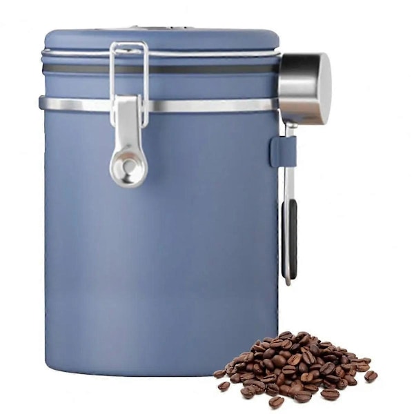 1800 ml Lufttät Kaffeeburk i Rostfritt Stål med Datumspårare, Mätningssked och Färschesslås, Kökstillbehör