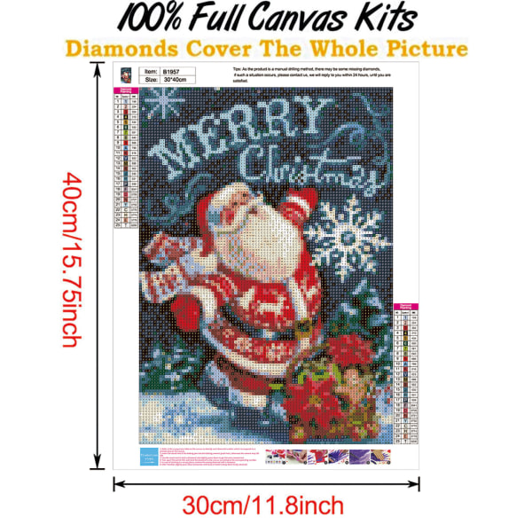 5D Full Drill Christmas Diamond Maling Cross Stitch Xmas Decor # 42 30x40cm