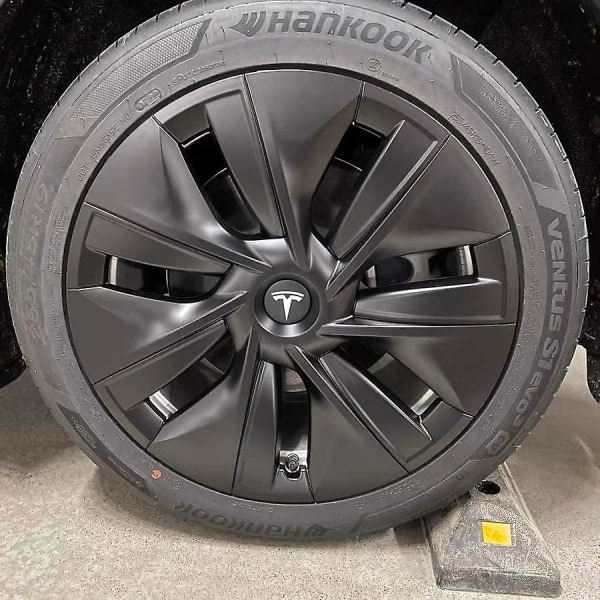 Centerkapsel (4 stk.) til Tesla Model Y Model 3 Modifikation Navkapsel (hvid/mat sort)