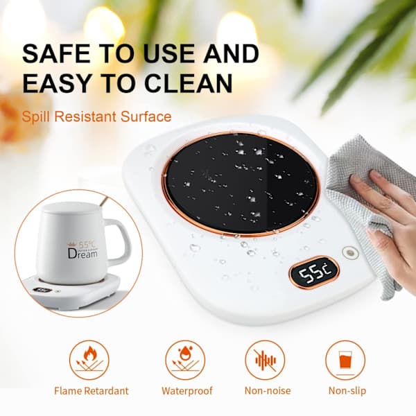 Electric Coffee Mug Warmer, Smart Tea Cup Warmer with 3 Temperature Settings, USB Mug Warmer Heated Coaster for Warming Coffee, Tea
