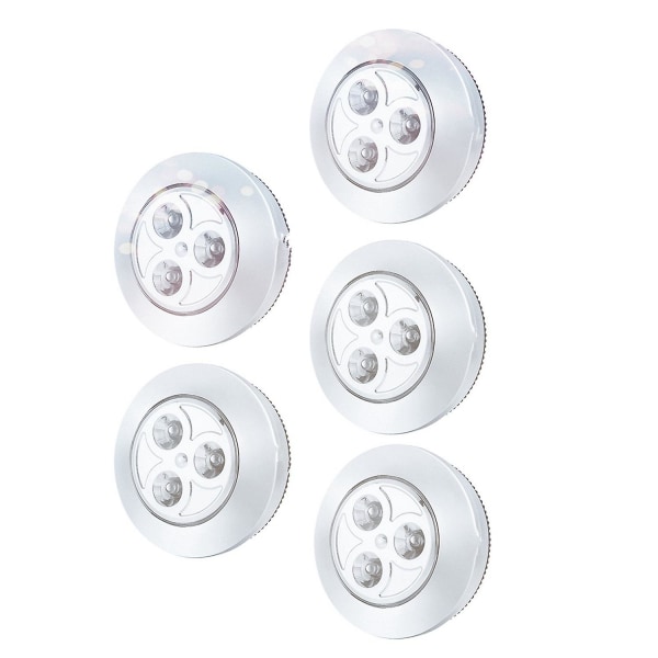 5-paks LED-batteridrevet trådløs nattkran-trykklampe Stick-on-safe lys for gang kjøkken B