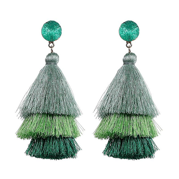 Kerrostetut tupsut ripustavat korvakorut - Bohemian Statement Tiered Tassel Drop Earrings