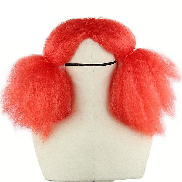 Uhæggelig Ond Skræmmende Klovn Cosplay Maske Med Rødt Afro Hår Halloween Fest Kostume Udklædning Prop