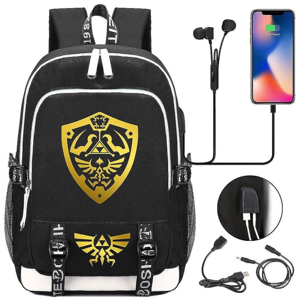 Zelda's Tears Usb ungdomsskoletaske - Primære og sekundære elever, unisex afslappet sportsrygsæk til mænd og kvinder