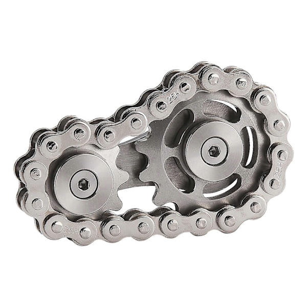 Cykelkedja Kugghjul Fidget Spinner Metall Drev Högkvalitativt Gyro Rostfritt Stål Nyhet Leksak silver