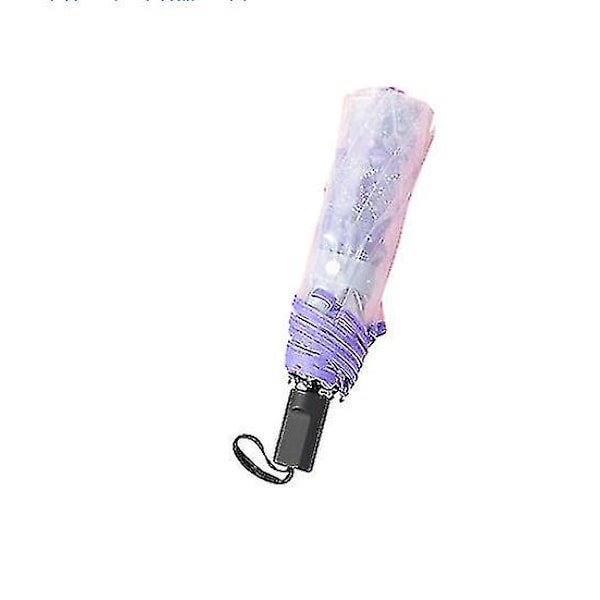 Lille Frisk Transparent Foldbar Paraply Til Studerende - Solrig Paraply