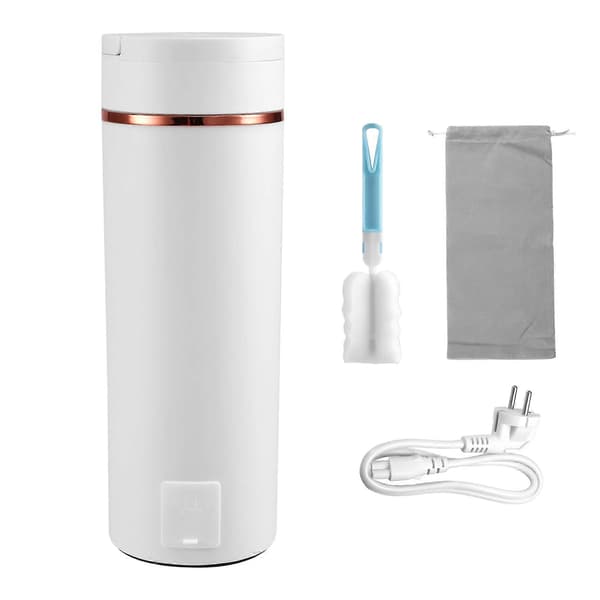 Mini Elkedel Bærbar Rejse Tekedel med 6 Variable Indstillinger 500mL 316 Rustfrit Stål Auto Sluk White EU Plug