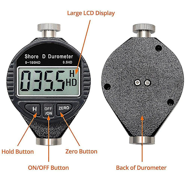 0-100hd Shore D Hårdhedsmåler Digital Durometer Skala Med LCD Display Til Gummi, Plast, F