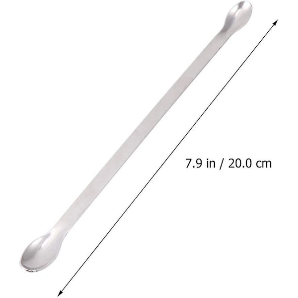 2 stk. Medicinske skeer i rustfrit stål, laboratorie ske, 20 cm, dobbelthovedet mini ske, hjemmeapotek, sølv