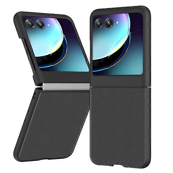 Ultratyndt, enkelt telefoncover i læder Black For Motorola Razr 40 Ultra