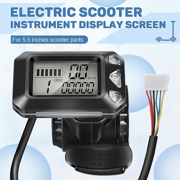 24V 36V Justerbar El-Scooter Instrument Display Skärm Switch Accelerator för 5,5 Tums Scooterdelar (6 Stift)