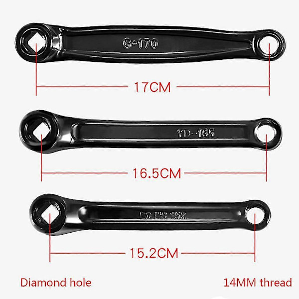 Polkupyörän kammen varsi 170/165/152mm Rhombus-kammen polkimen kiinnitystangon lisävarusteet 152mm