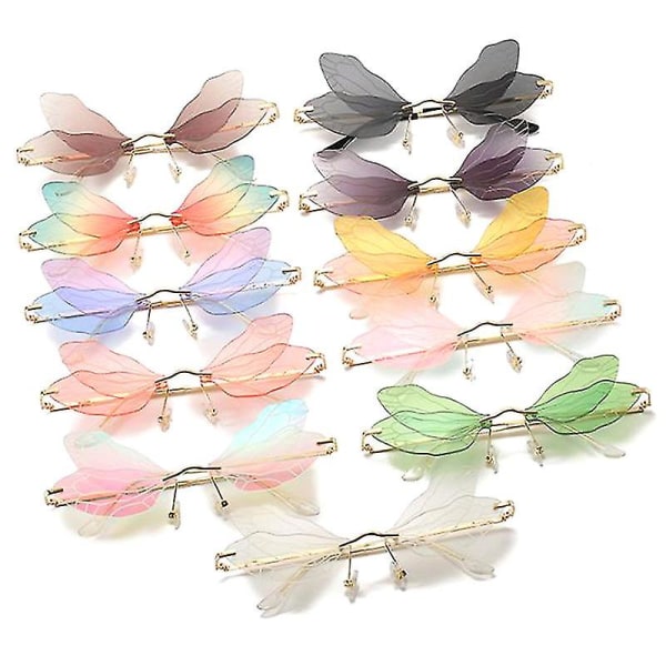 Randløse Dragonfly Wing Solbriller Clear Lens Eyewear Uv400 Anti-refleks A4