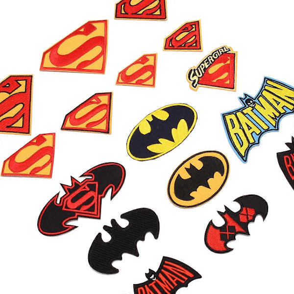16 Strykjärnspåsar för Hero Superman-märken, broderade applikationer