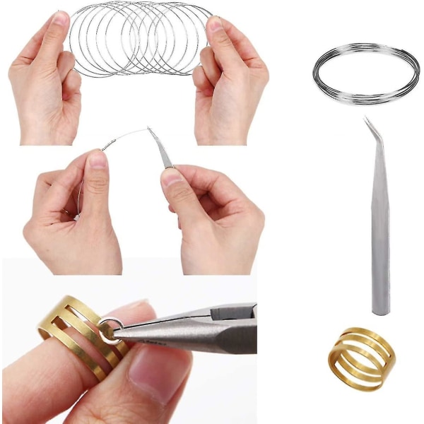Smykkefremstillingsrekvisita Kit Reparasjonsverktøysett for smykker med smykketang Perletråder Åpne Hoppring Hummerspenner Halskjede Snor Båndender Smykker