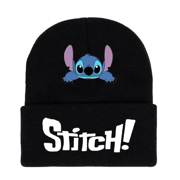 Lilo Stitch Tryckt Stickad Mössa Vinter Varm Skidmössa Presenter A