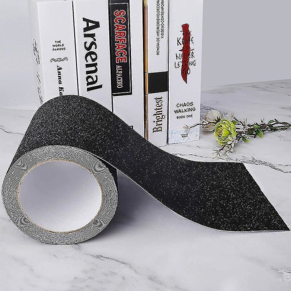 Klæbende anti-skrid tape til trapper, friktion, slibemiddel til sikkerhed, trappestige, indendørs, udendørs, høj trækkraft, 15 cm x 5 m, sort