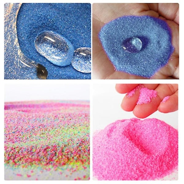 Gör-det-själv Icke-våt magic sand Handgjorda leksaker Färgad sand i 6 olika färger-6 påsar med 50 g konsttillbehör för barn