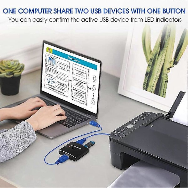USB 3.0 Switch KVM-switch 5 Gbps 2 ind 1 ud USB-switch USB 3.0 Tovejsdeler til printer K
