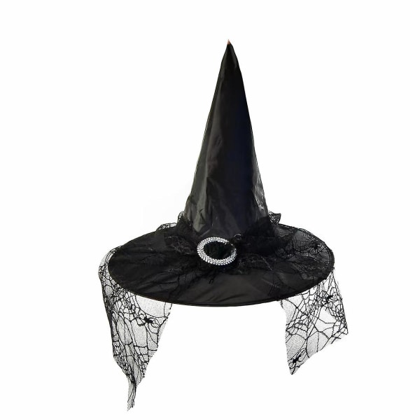 Halloween Witch Hat Mesh Aikuisten Lasten Wizard Witch Wizard Hattu Polyesteri Tafti Mekko-musta
