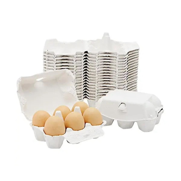 50 Stykker Eggkartonger i Papir For Kyllingegg Massefiberholder Bulk Holder 6 Egg Gårdsmarked