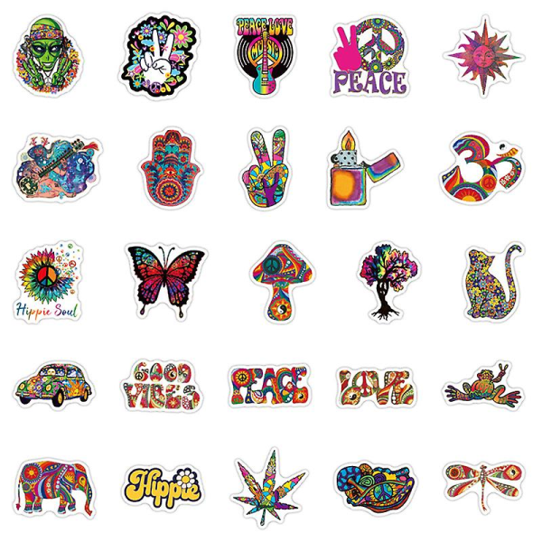 50 st klassiska psykedeliska hippiekonstklistermärken för skateboard kylskåp laptop dekor