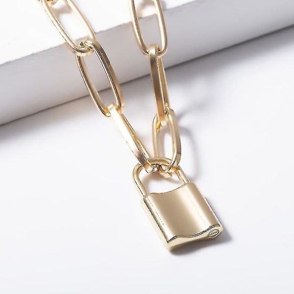 Rock Punk Choker Lock -kaulakoru, kerroksittainen ketju kaulassa lukolla Punk, avain
