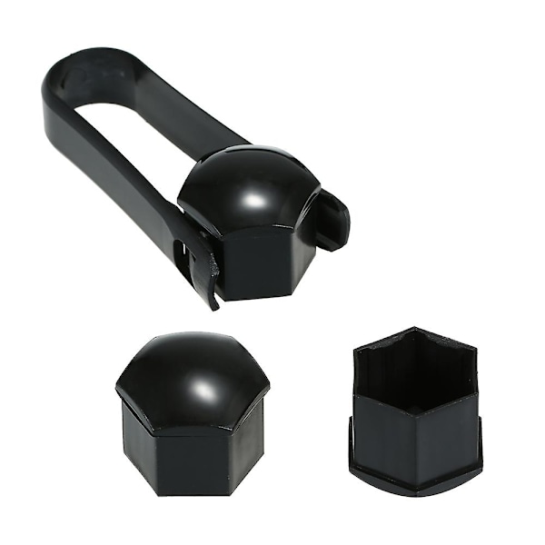 20 st Universal 21 mm Hjulmutteröverdrag Pläterade Hjulmutterlock Skruvskydd Svart