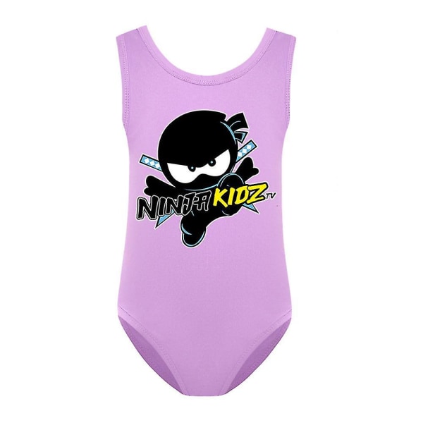 Ninja Kidz Print Barn Flickor Badkläder ärmlös Baddräkt Simbaddräkt Purple 11-12 Years