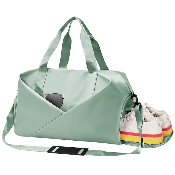 Gymväska Stor storlek Våt/torr sportväska för kvinnor med skofack Resväskor för män (grön)