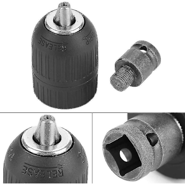 2-13mm Nyckelös Chuck för Slagnyckel Borrchuck Driver Chuck - 1/2-20unf med 1/2 Chuck Adapter