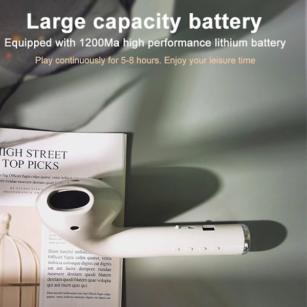 Valkoinen Giant Airpod Bluetooth Langaton Stereo Kaiutin Tukee TF-korttia