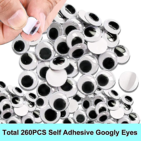 , 700 stk Plast Wiggle Eyes Selvklebende Wobbly Eyes Black Small Large Lekedukke Øyne Runde Sticky Craft Eyes