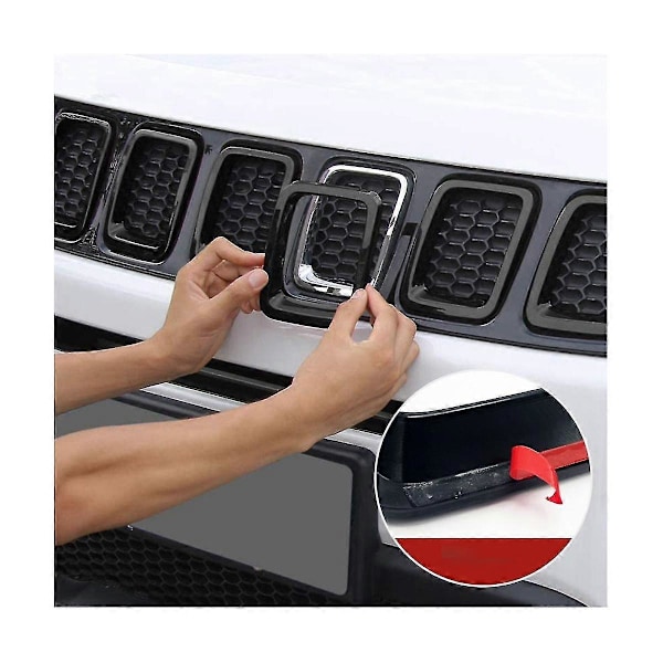 Bil Kulfiber Front Grill Mesh Indsatser Ringe Dæksler Trim Indsats Kit Til Compass Mp 2017 2018 20