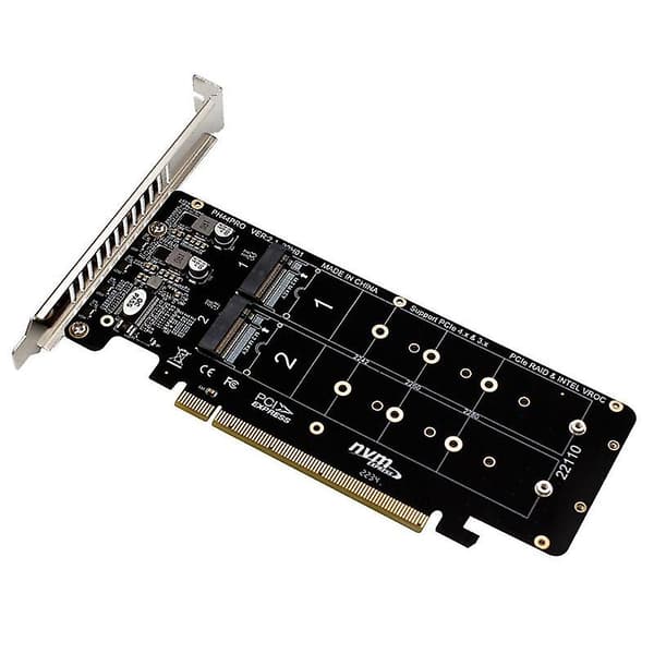 Dobbeltsidig 4-Disk NVME RAID-kort PCIeX16 til M.2 M-Key NVMEx4SSD 2U Server RAID-utvidelseskort Black