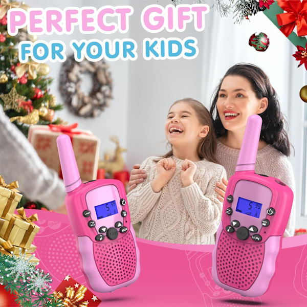 Walkie Talkie Barn 8 Kanaler VOX LCD-skärm 3KM, 2-pack