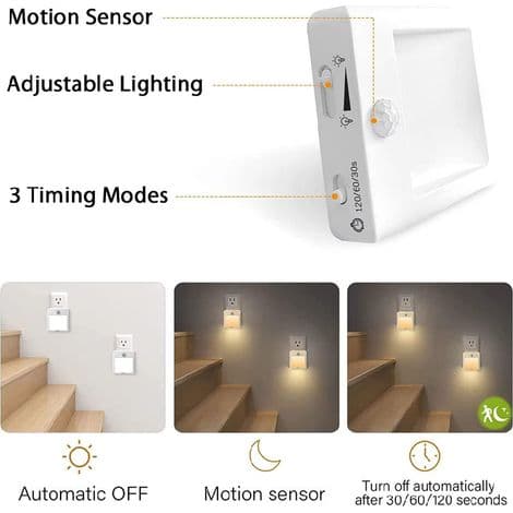To plug-in LED nattlys, varmhvitt lys 3500K