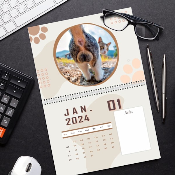 Väggkalender Kattrumpa 2024 För Kattälskare - Rolig Kattkalender White One Size